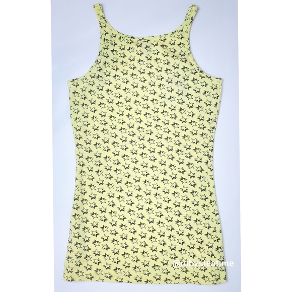 ✨️SALE✨️2 for $13✨️ H&M Pop Art Star Print, Graphic Tank Top, Yellow, Black, NWT - Picture 3 of 6